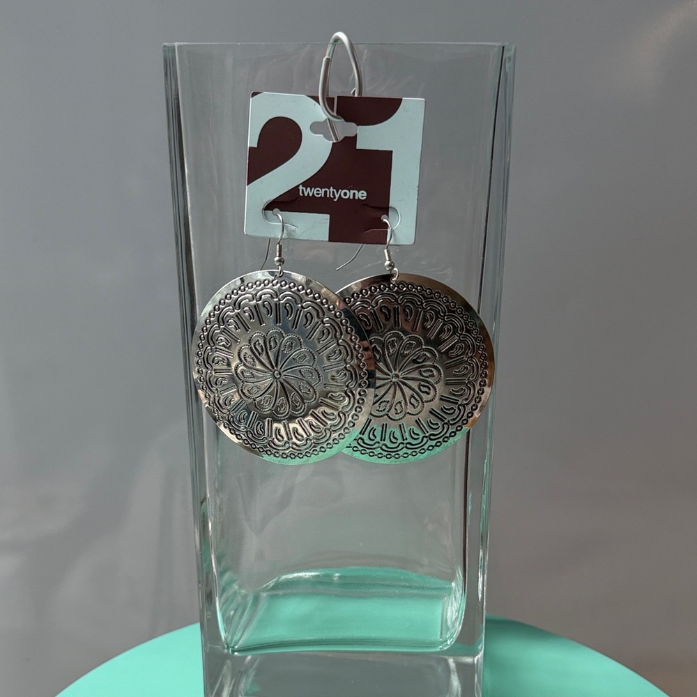 Ornate Silver Medallion Earrings